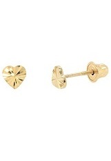 handsome small heart shaped infant screw back earrings